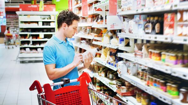 Consumer checking food labels
