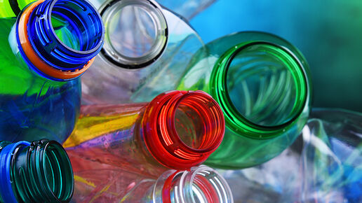 Bottles of plastic and glass